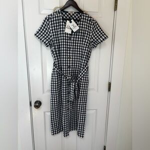 NWT Barbour Gingham Navy Midi Dress